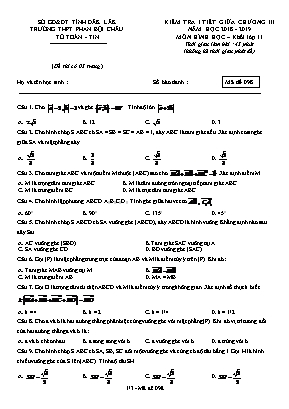 Đề kiểm tra 1 tiết giữa Chương III môn Hình học Lớp 11 - Mã đề 098 - Năm học 2018-2019 - Trường THPT Phan Bội Châu
